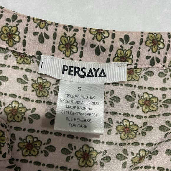 Persaya Size Small Rose Pink Boho Cottagecore Short Sleeve Floral Blouse - Picture 2 of 3
